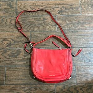 Large Michael red leather crossbody by Michael Kors